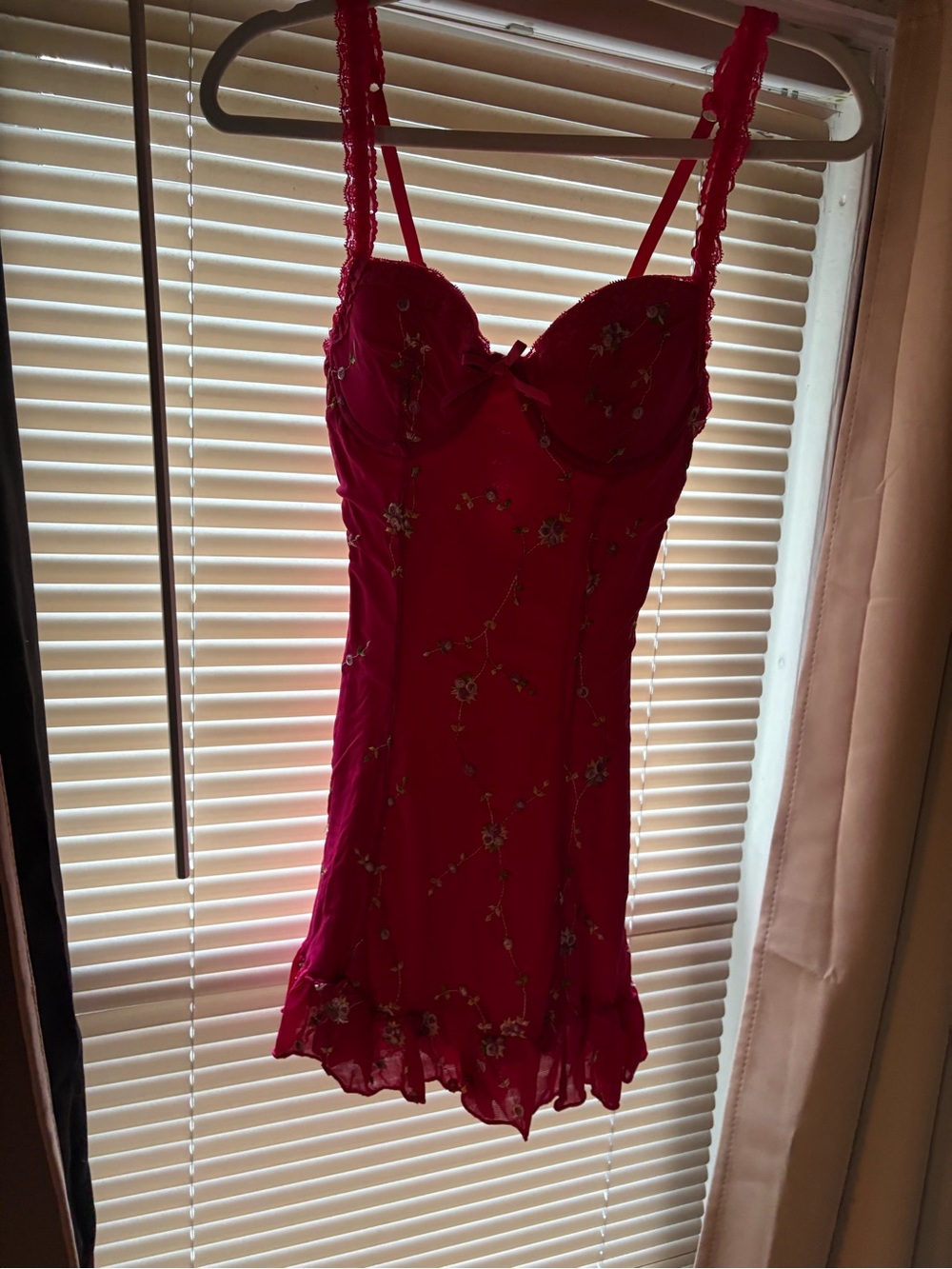 Hot pink Lace-Trim Slip Dress